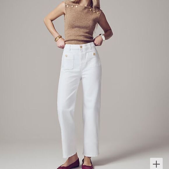 J. Crew Sailor slim wide-leg jean in white - Picture 1 of 10